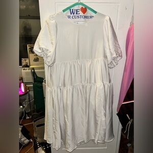 WHITE TIERED MINI DRESS